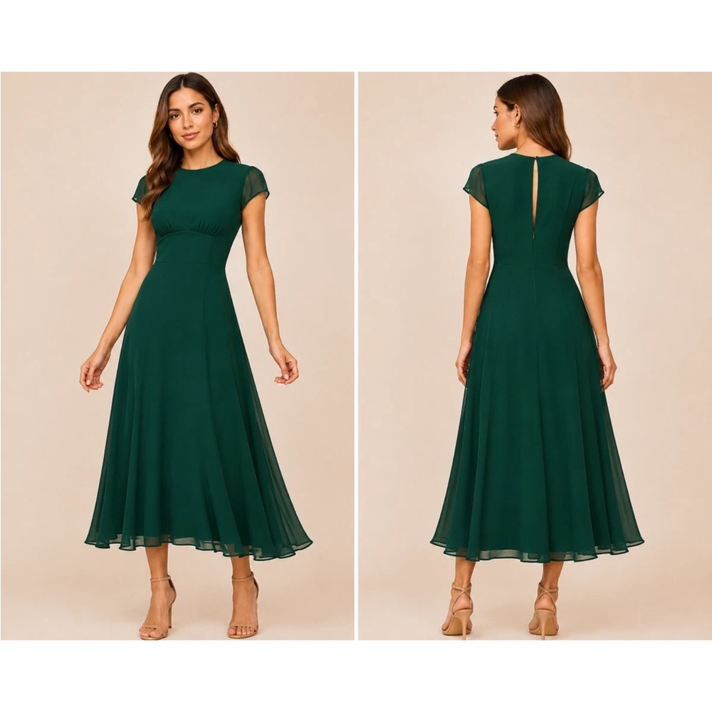Reformation Hayden emerald green midi dress Sz 4